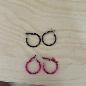 Two Pairs of Small Hoop Earrings